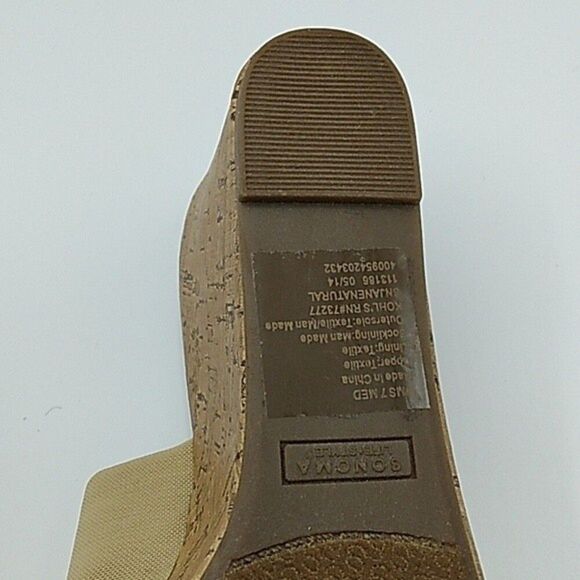 Sonoma Platform Wedges Size 7M 7 Medium Sandal Slip On Shoes Neutral - Picture 8 of 10